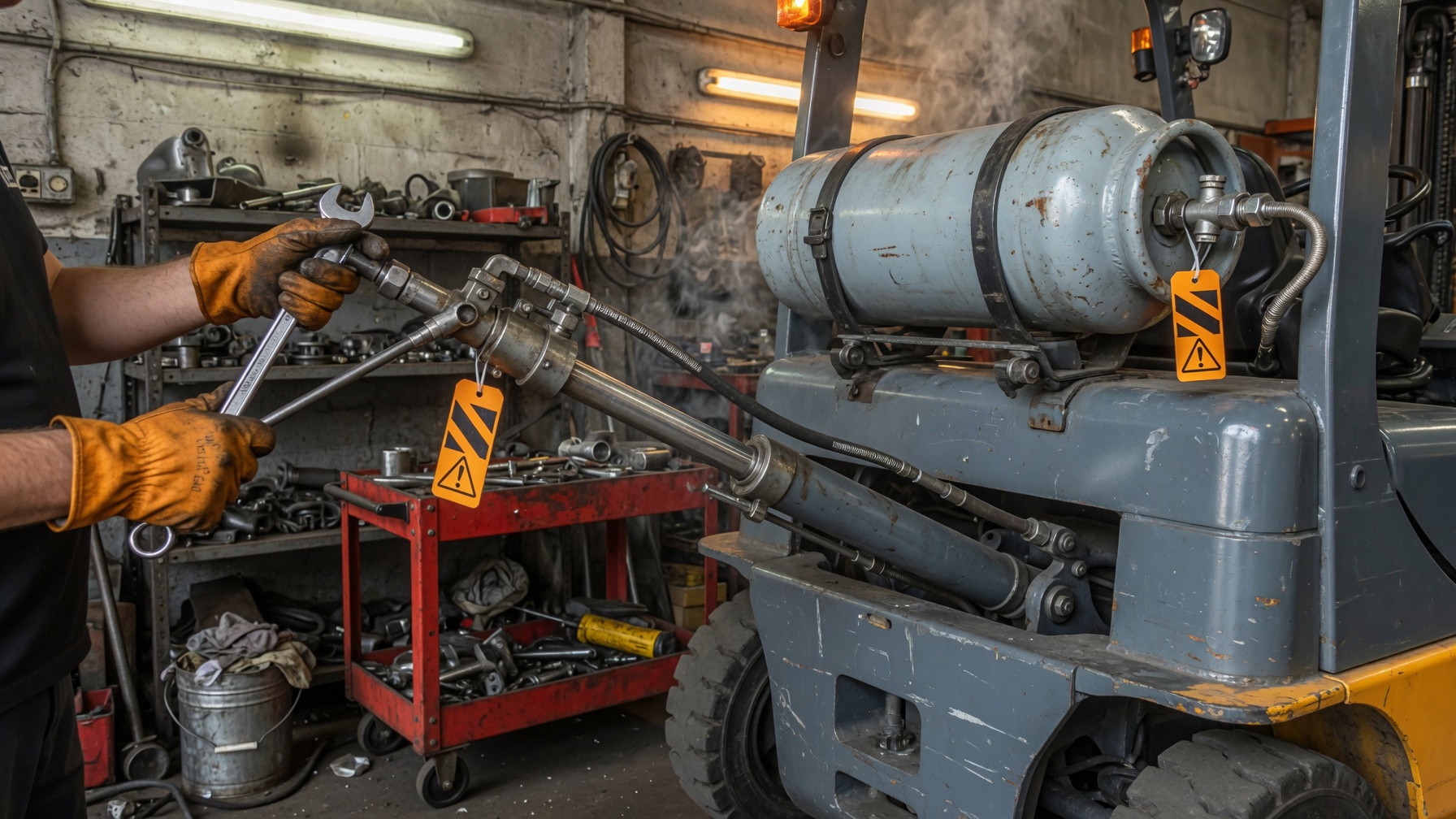 Perbaikan sistem hidrolik forklift LPG